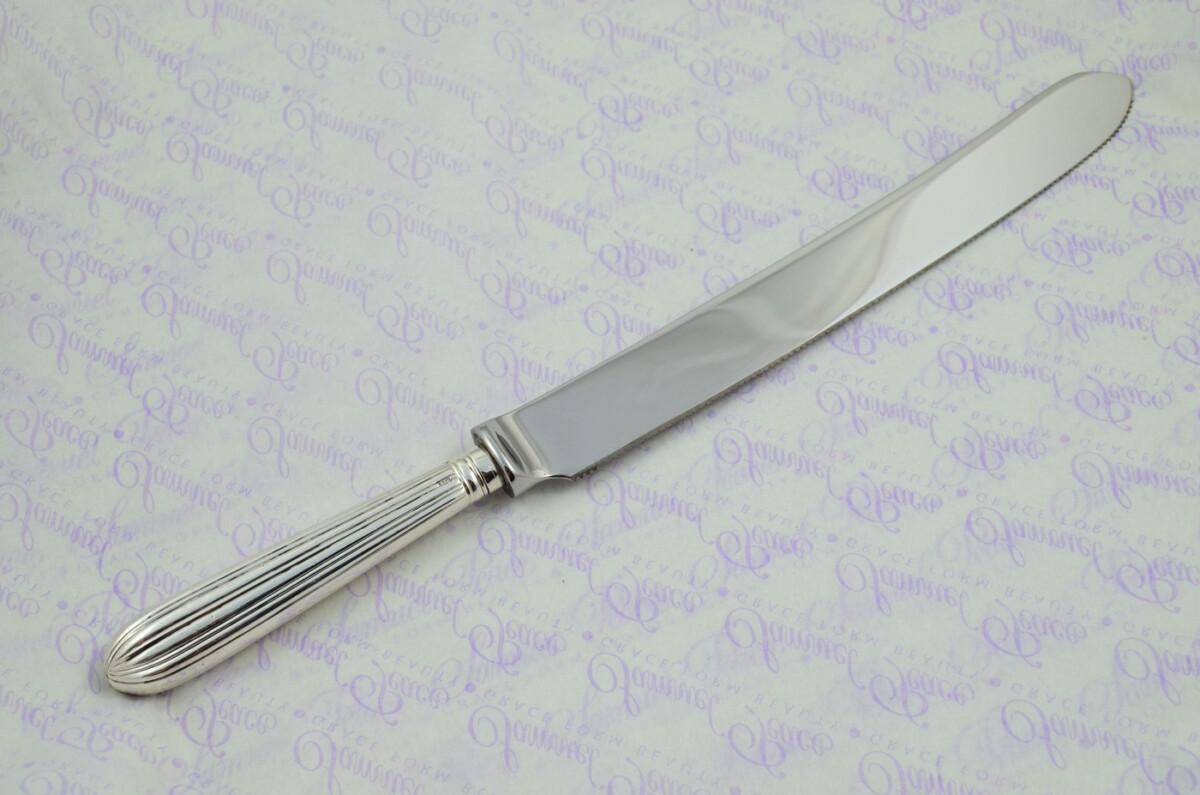 Panel Reed Pattern Sterling Silver Handled Wedding Cake Knife Gift Boxed 1802 - Image 6