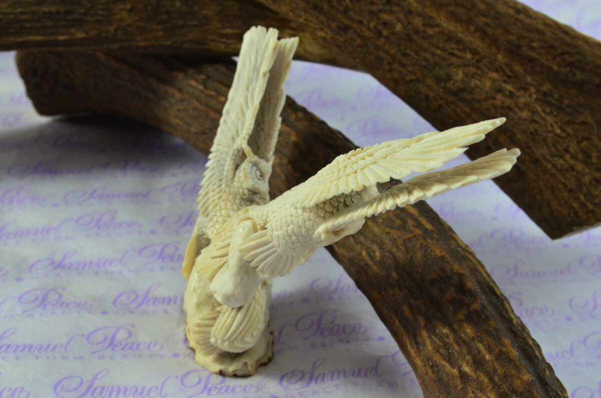 Remarkable Parliament of Owls Hand Carved Walking Stick Cane Top Handle Stag Antler Horn Made Sheffield England - Image 4