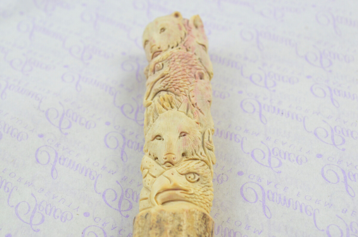 Amazing Bespoke Hand Carved American Indian Stag Horn Antler Handle Sgian Dubh Hand Forged Carbon 01 Tool Steel Blade Sheffield England - Image 6