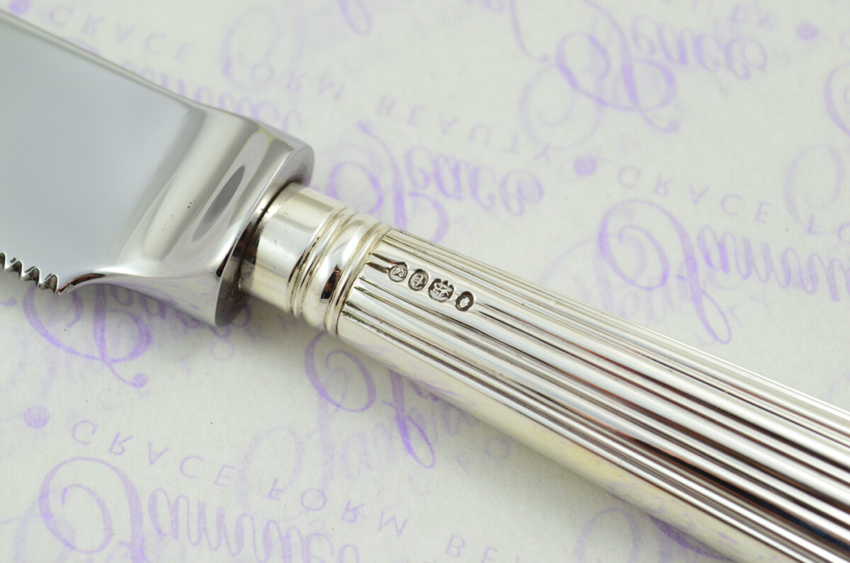 Panel Reed Pattern Sterling Silver Handled Wedding Cake Knife Gift Boxed 1874 - Image 5