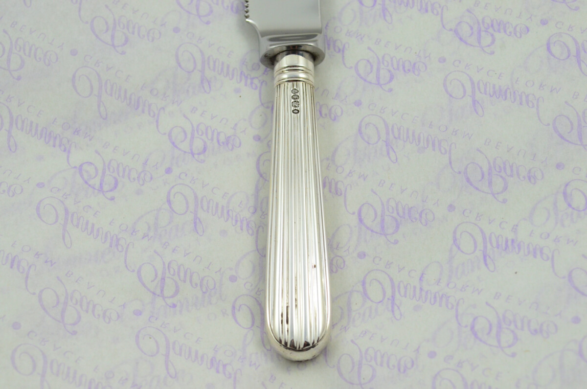 Panel Reed Pattern Sterling Silver Handled Wedding Cake Knife Gift Boxed 1874 - Image 7