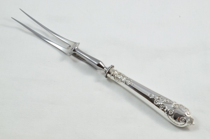 Charles II Pattern - 2 Piece Sterling Silver Carving Set by Willmotts Ltd - Sheffield 1976 - Image 6