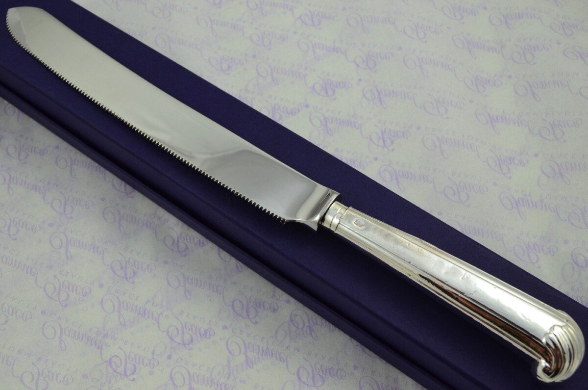 Scrollrosette Pattern Sterling Silver Handled Wedding Cake Knife Gift Boxed 1800