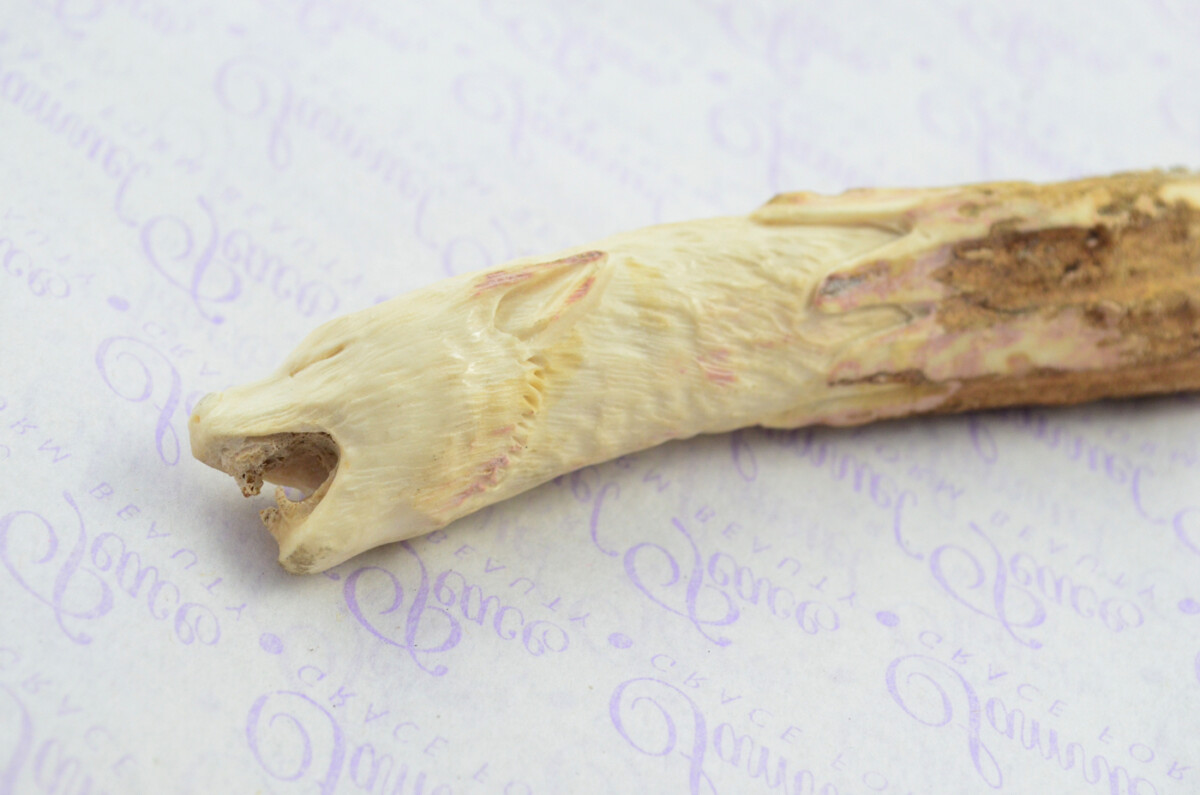 Amazing Bespoke Hand Carved Wolf Stag Horn Antler Handle Sgian Dubh Carbon 01 Tool Steel Blade Sheffield England - Image 5