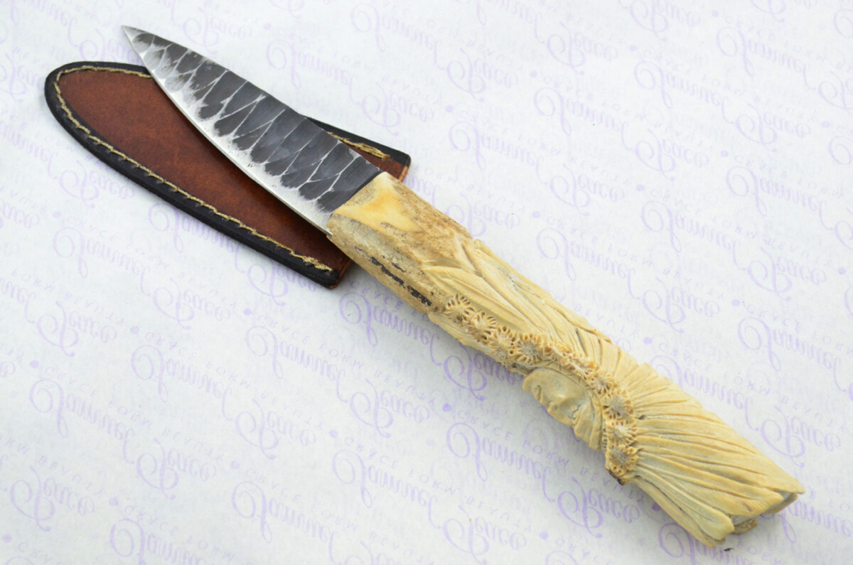 Amazing Bespoke Hand Carved American Indian Stag Horn Antler Handle Sgian Dubh Hand Forged Carbon 01 Tool Steel Blade Sheffield England - Image 2