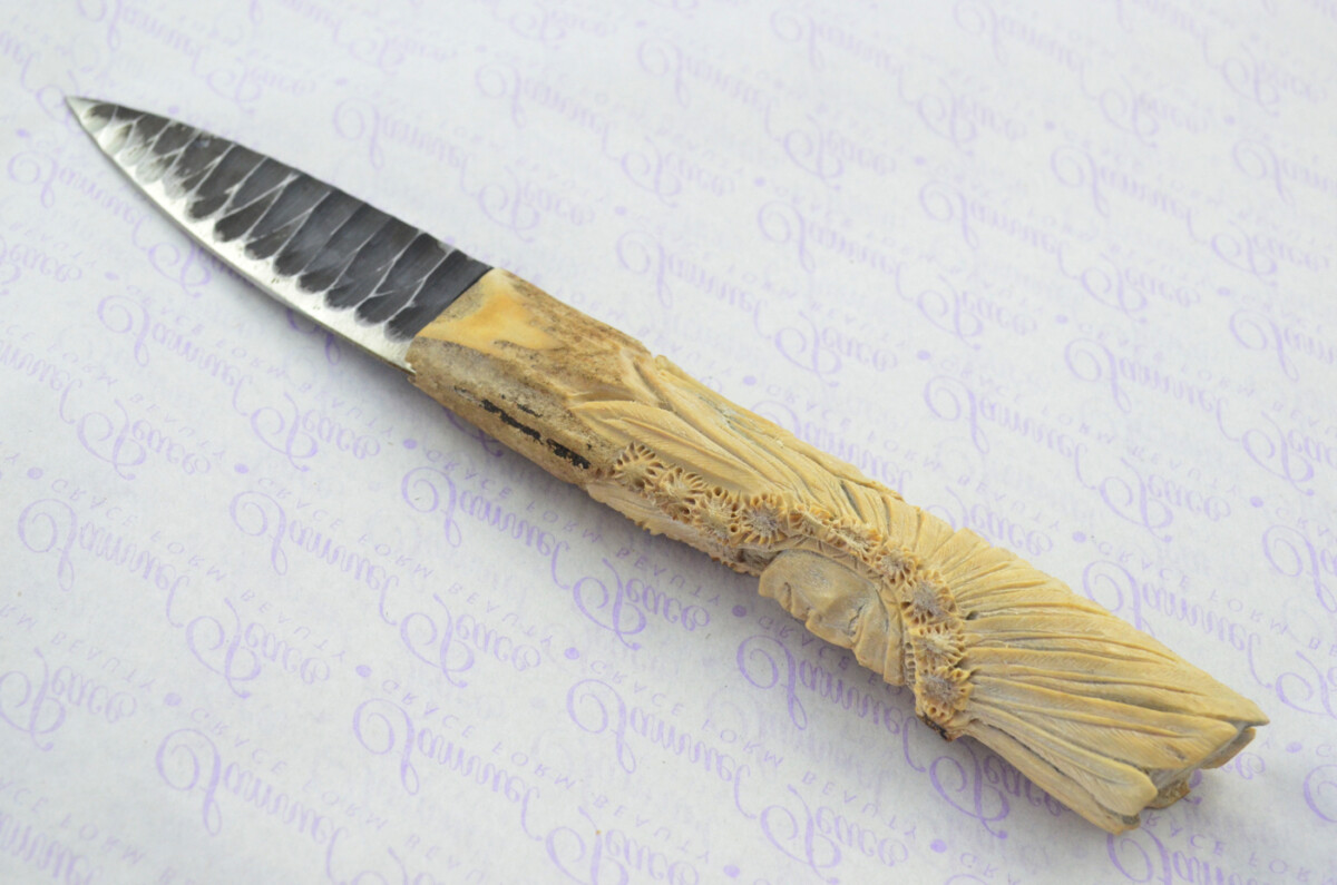 Amazing Bespoke Hand Carved American Indian Stag Horn Antler Handle Sgian Dubh Hand Forged Carbon 01 Tool Steel Blade Sheffield England - Image 5