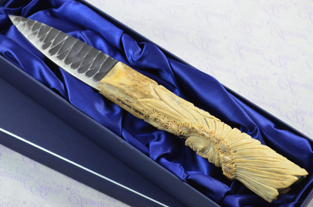 Amazing Bespoke Hand Carved American Indian Stag Horn Antler Handle Sgian Dubh Hand Forged Carbon 01 Tool Steel Blade Sheffield England