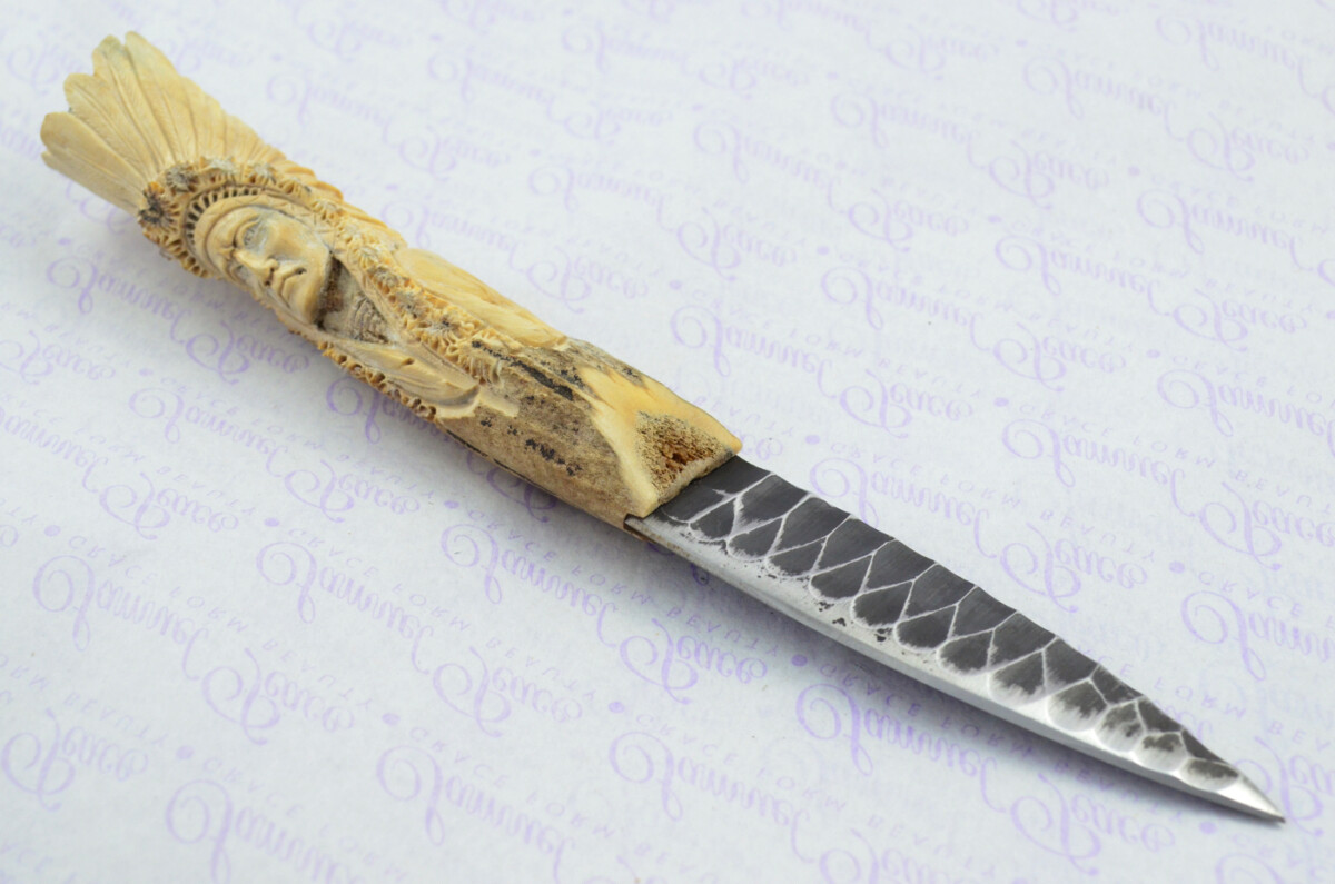 Amazing Bespoke Hand Carved American Indian Stag Horn Antler Handle Sgian Dubh Hand Forged Carbon 01 Tool Steel Blade Sheffield England - Image 3