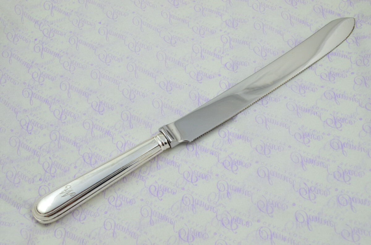 Old English Thread Pattern Sterling Silver Handled Wedding Cake Knife Gift Boxed 1817 - Image 5