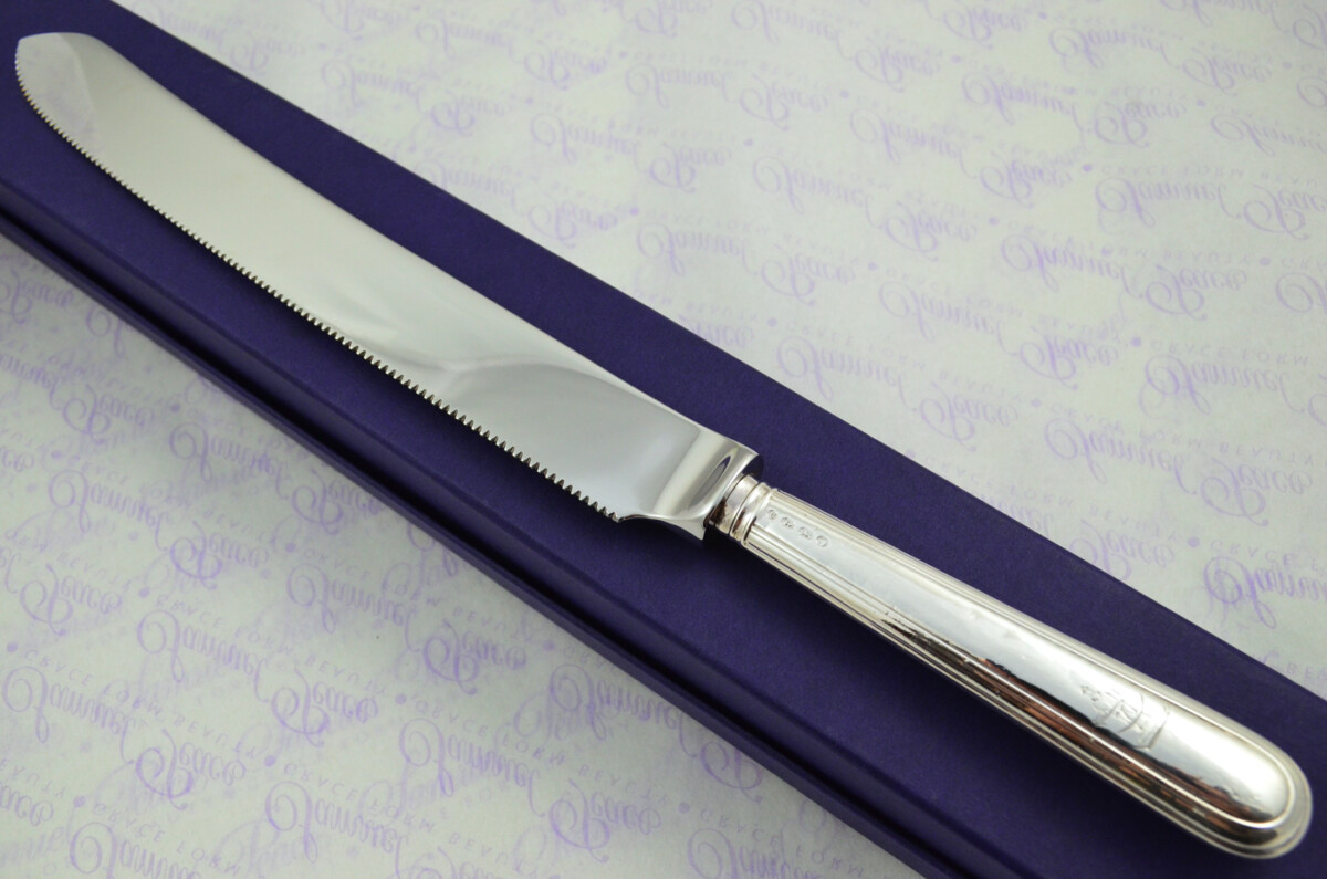 Old English Thread Pattern Sterling Silver Handled Wedding Cake Knife Gift Boxed 1894