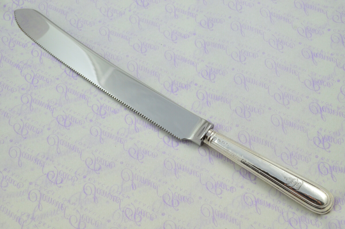 Old English Thread Pattern Sterling Silver Handled Wedding Cake Knife Gift Boxed 1894 - Image 2