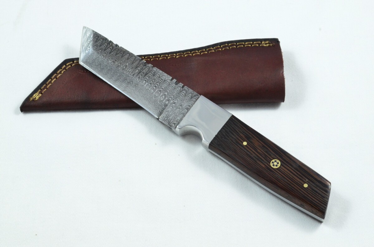 2025 Collection -  Damascus Blade Rosewood Handled Hunting Skinning Bowie Tanto Knife With Leather Sheath Limited Edition 1 of 20