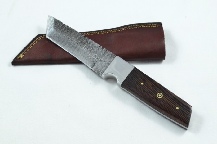 2025 Collection -  Damascus Blade Rosewood Handled Hunting Skinning Bowie Tanto Knife With Leather Sheath Limited Edition 1 of 20