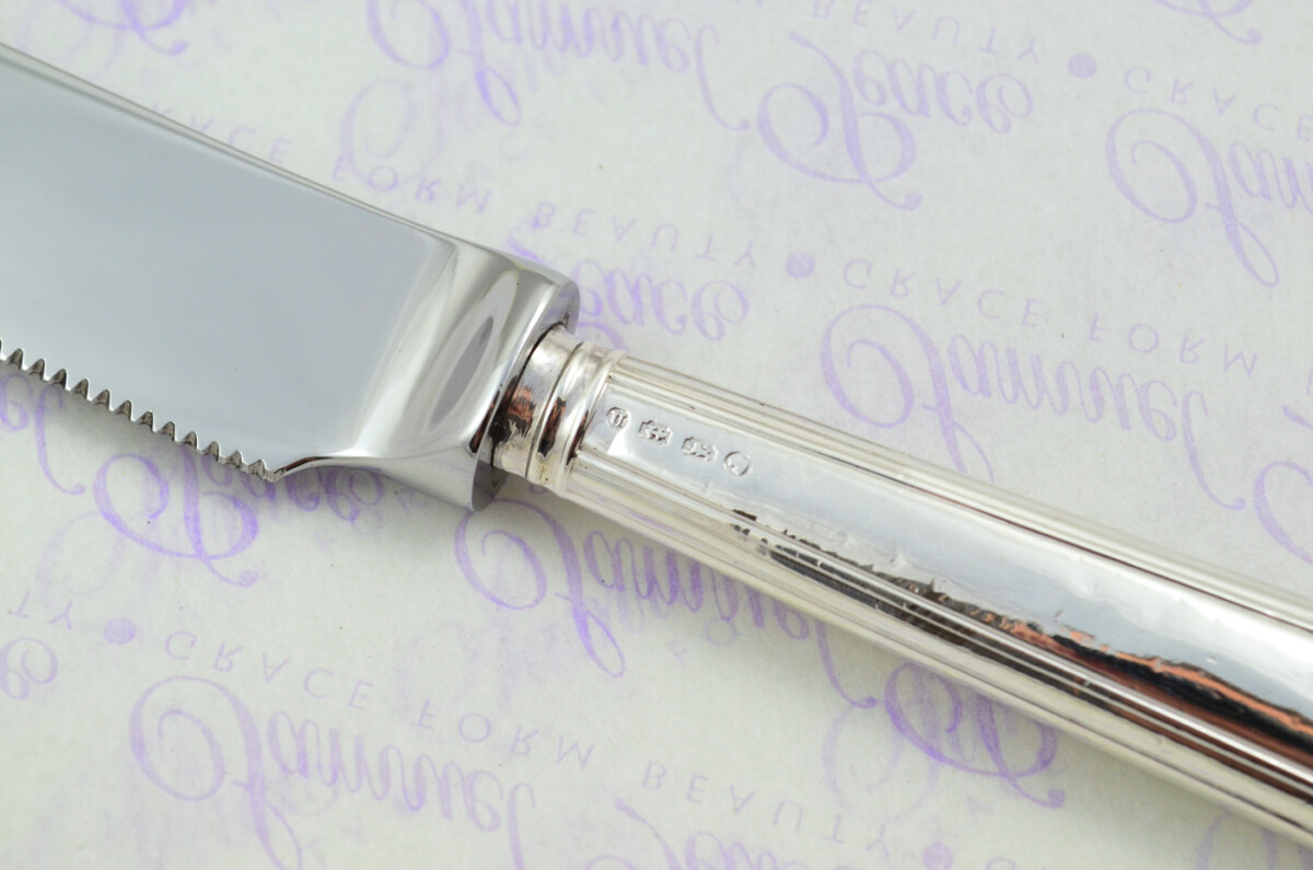 Old English Thread Pattern Sterling Silver Handled Wedding Cake Knife Gift Boxed 1894 - Image 5