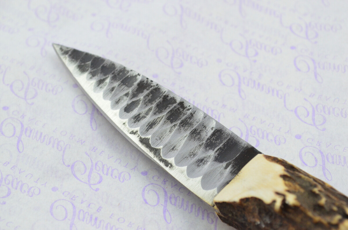 Amazing Bespoke Hand Carved American Indian Stag Horn Antler Handle Sgian Dubh Hand Forged Carbon 01 Tool Steel Blade Sheffield England - Image 2