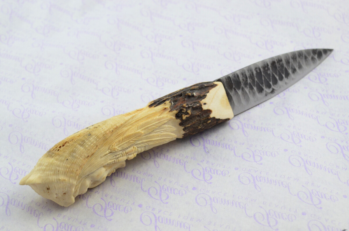 Amazing Bespoke Hand Carved American Indian Stag Horn Antler Handle Sgian Dubh Hand Forged Carbon 01 Tool Steel Blade Sheffield England - Image 3