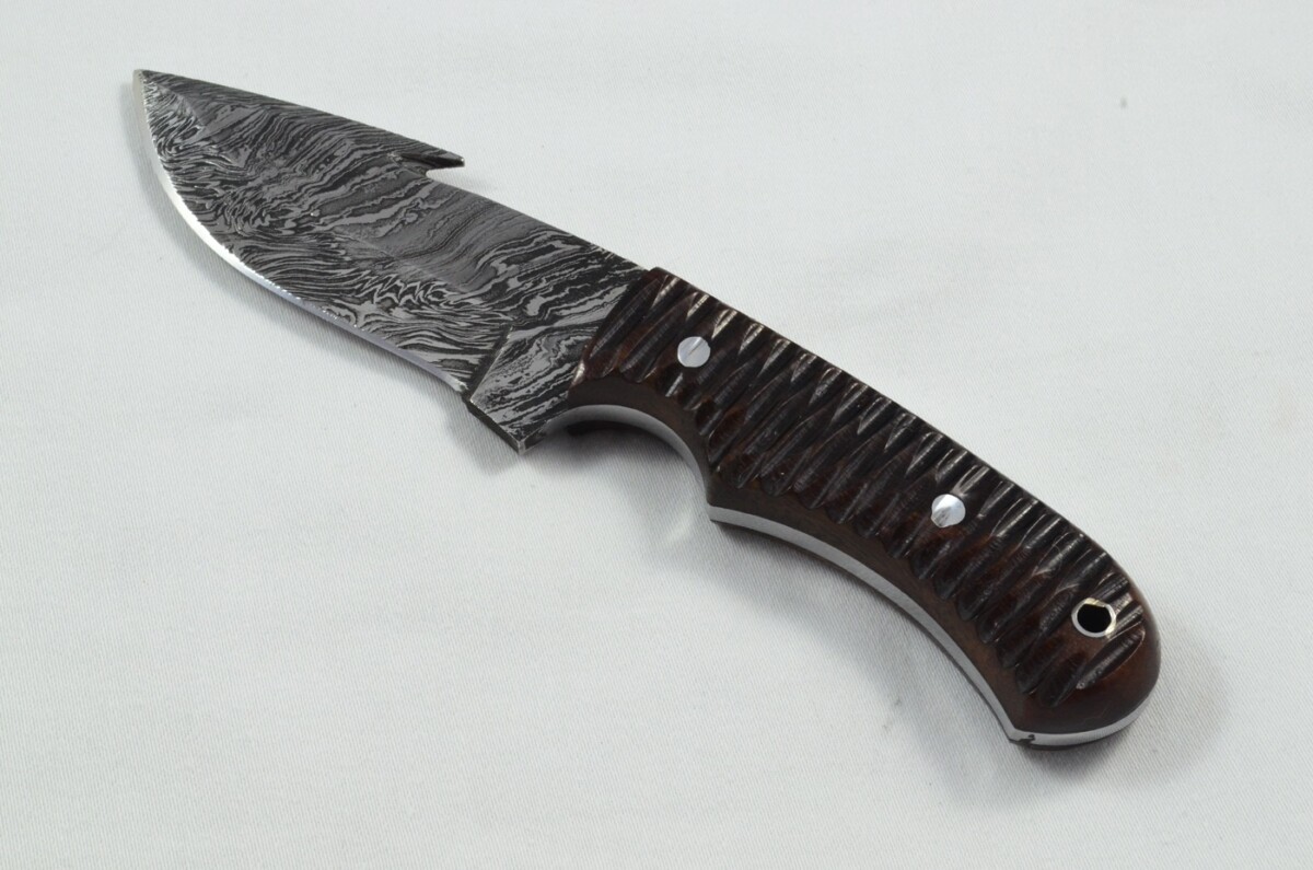 2025 Collection -  Damascus Blade Rosewood Handled Hunting Skinning Bowie Knife Gut Hook With Leather Sheath Limited Edition 1 of 20 - Image 2