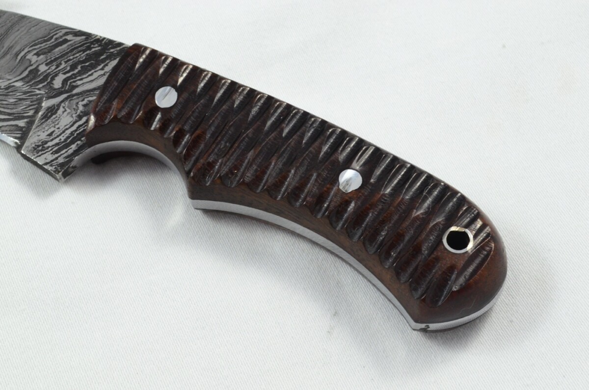 2025 Collection -  Damascus Blade Rosewood Handled Hunting Skinning Bowie Knife Gut Hook With Leather Sheath Limited Edition 1 of 20 - Image 3