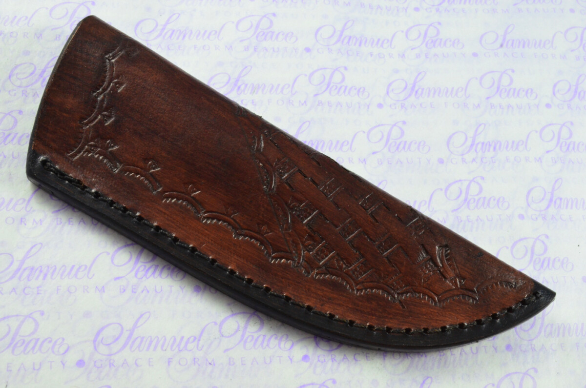 New Fantastic Hand Engraved Carbon 01 Tool Steel Hunting/Bowie Knife Camel Bone Scales Unbelievable Piece Pristine inc Leather Sheath - Image 7