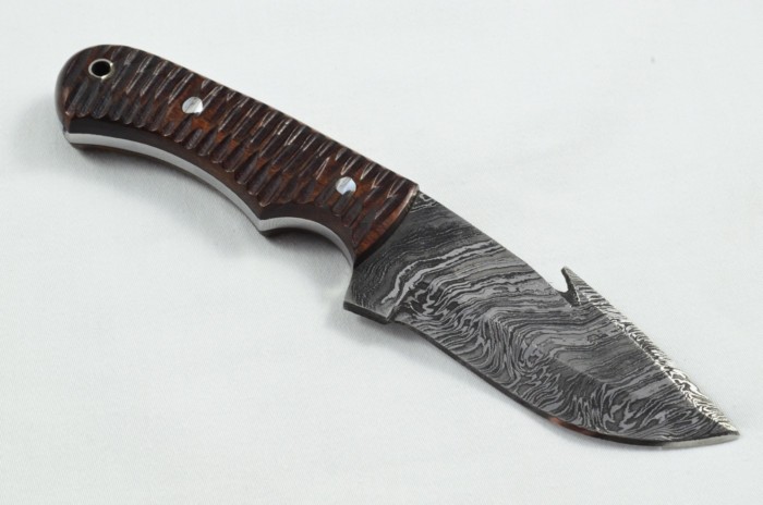 2025 Collection -  Damascus Blade Rosewood Handled Hunting Skinning Bowie Knife Gut Hook With Leather Sheath Limited Edition 1 of 20 - Image 5