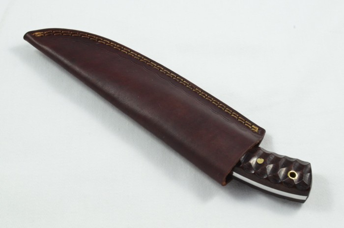 2025 Collection -  Damascus Blade Rosewood Handled Hunting Skinning Bowie Knife With Leather Sheath Limited Edition 1 of 20 - Image 6