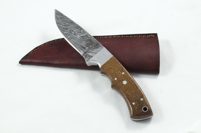 2025 Collection -  Damascus Blade Micarta Handled Hunting Skinning Bowie Knife With Leather Sheath Limited Edition 1 of 20