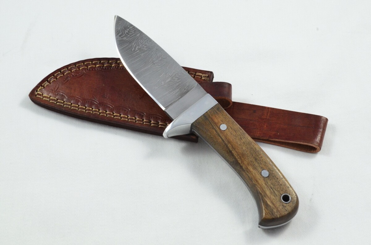 2025 Collection - Damascus Blade Rosewood Handled Hunting Skinning Bowie Knife With Leather Sheath Limited Edition 1 of 20