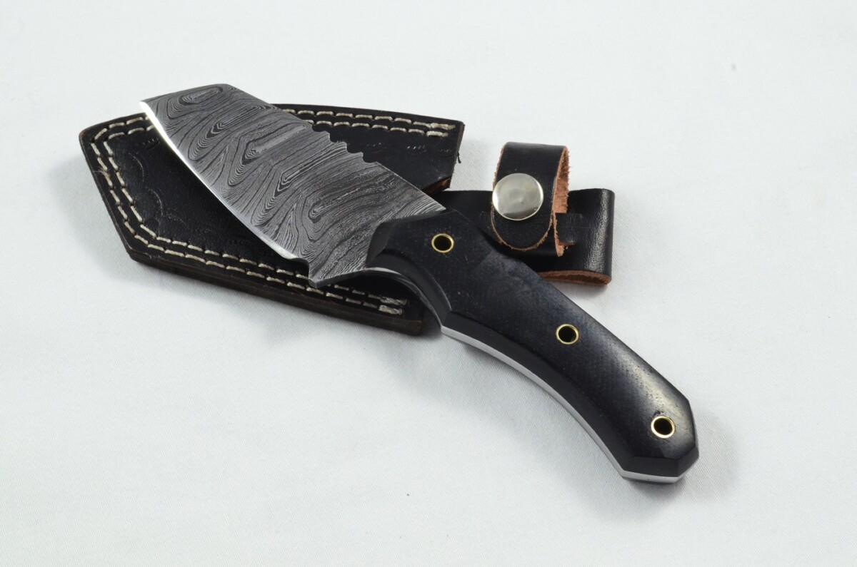 2025 Collection - Damascus Blade Micarta Handled Hunting Skinning Bowie Utility Knife With Leather Sheath Limited Edition 1 of 20