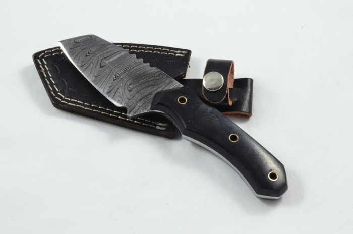 2025 Collection - Damascus Blade Micarta Handled Hunting Skinning Bowie Utility Knife With Leather Sheath Limited Edition 1 of 20