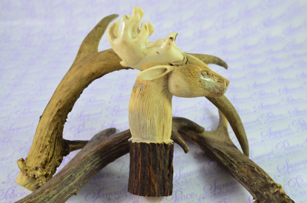 Stag/Deer Hand Carved Walking Stick Cane Top Handle Stag Antler Horn Made Sheffield England - Image 5