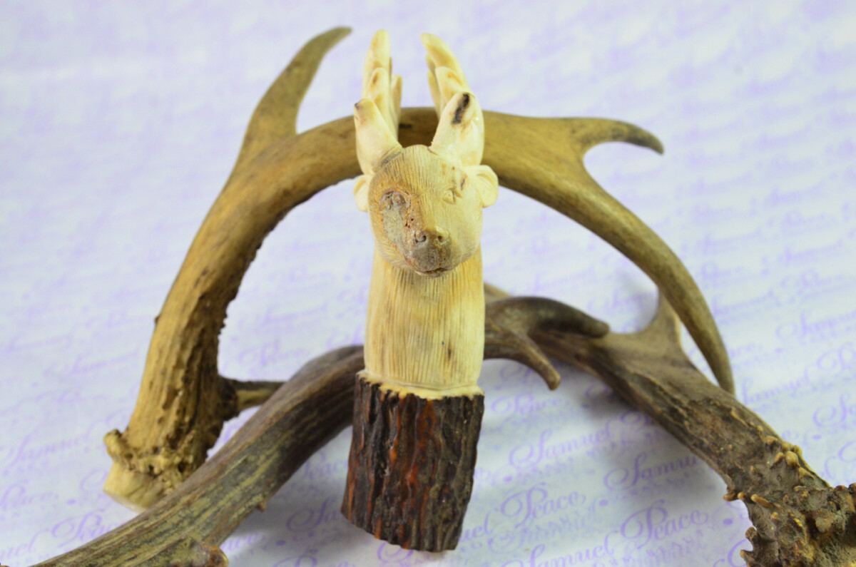 Stag/Deer Hand Carved Walking Stick Cane Top Handle Stag Antler Horn Made Sheffield England - Image 4