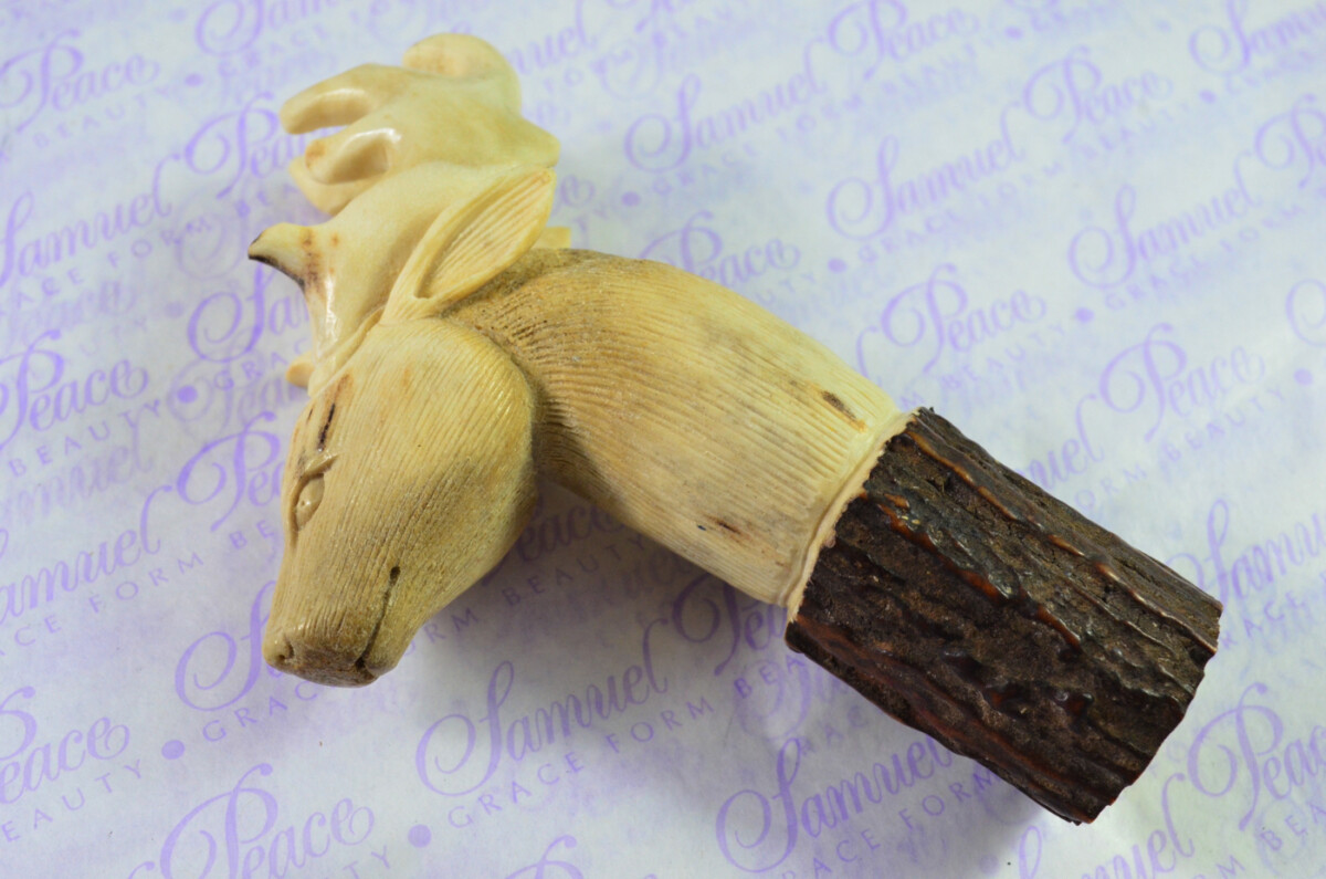 Stag/Deer Hand Carved Walking Stick Cane Top Handle Stag Antler Horn Made Sheffield England - Image 3
