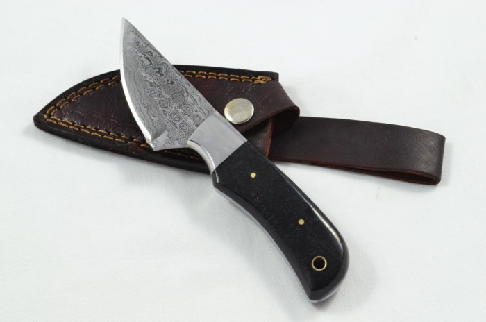 2025 Collection -  Damascus Blade Micarta Handled Hunting Skinning Bowie Knife With Leather Sheath Limited Edition 1 of 20