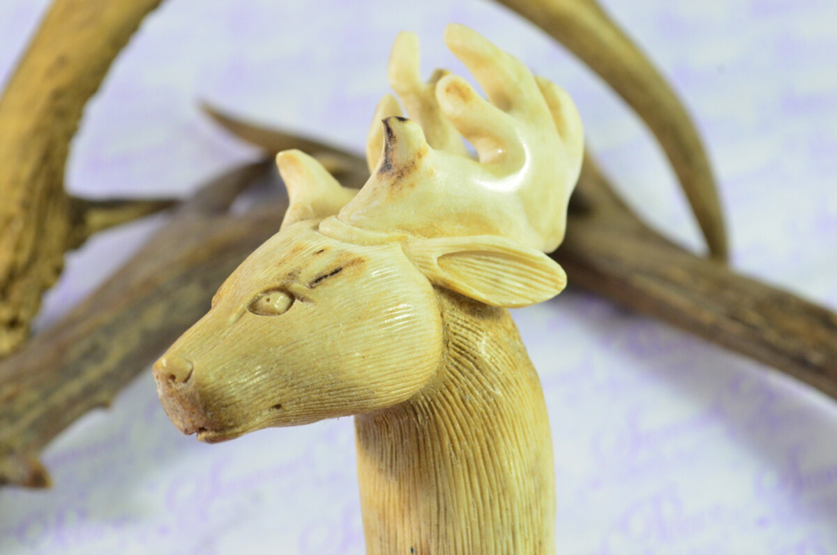 Stag/Deer Hand Carved Walking Stick Cane Top Handle Stag Antler Horn Made Sheffield England - Image 6