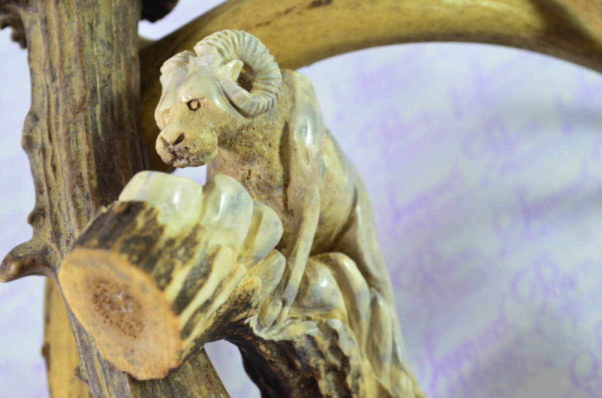 Ram Hand Carved Walking Stick Cane Top Handle Stag Antler Horn Made Sheffield England - Image 7