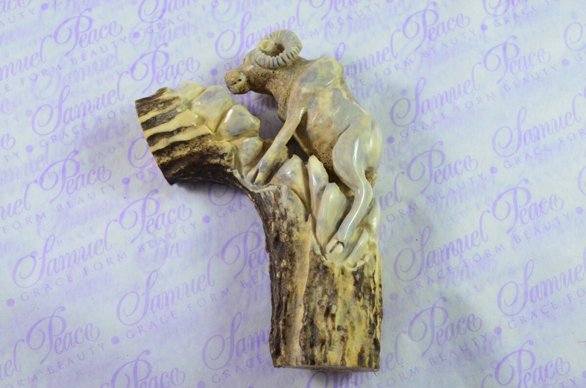Ram Hand Carved Walking Stick Cane Top Handle Stag Antler Horn Made Sheffield England - Image 6