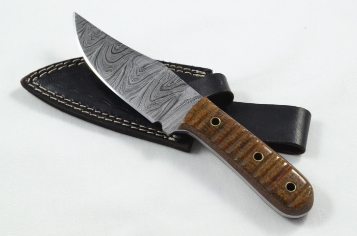 2025 Collection - Damascus Blade Micarta Handled Hunting Skinning Bowie Knife With Leather Sheath Limited Edition 1 of 20