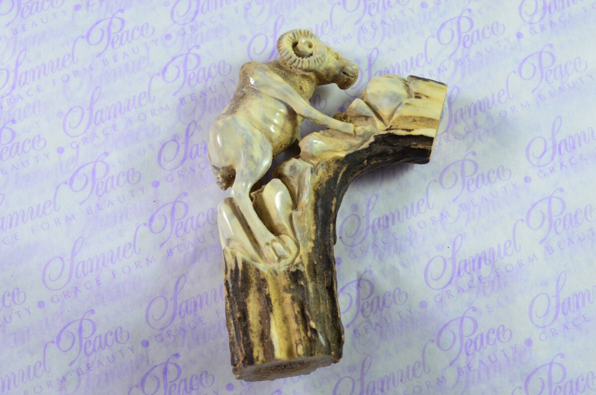 Ram Hand Carved Walking Stick Cane Top Handle Stag Antler Horn Made Sheffield England - Image 5