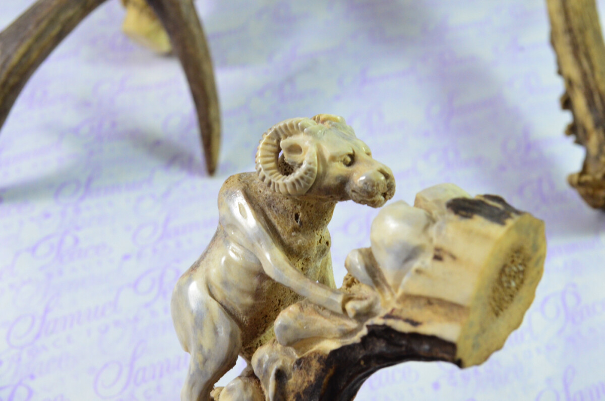 Ram Hand Carved Walking Stick Cane Top Handle Stag Antler Horn Made Sheffield England - Image 4