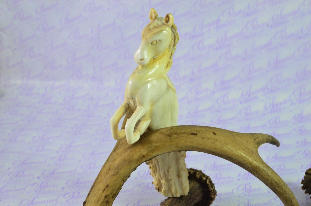 Prancing Horse Hand Carved Walking Stick Cane Top Handle Stag Antler Horn Made Sheffield England - Image 4
