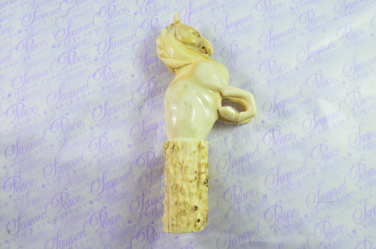 Prancing Horse Hand Carved Walking Stick Cane Top Handle Stag Antler Horn Made Sheffield England - Image 3