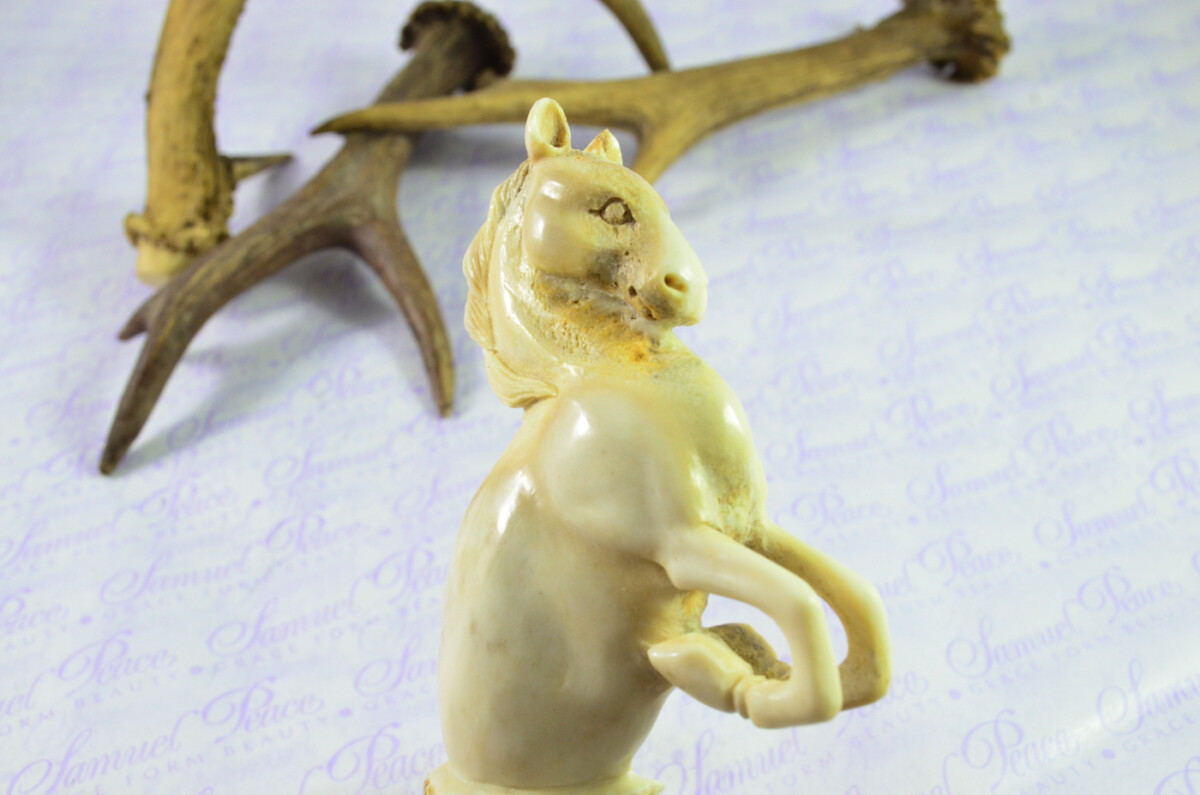Prancing Horse Hand Carved Walking Stick Cane Top Handle Stag Antler Horn Made Sheffield England - Image 5