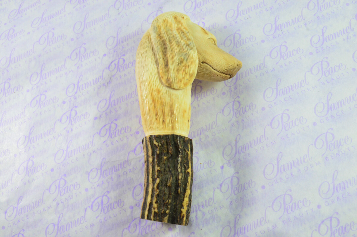 Dogs Head Hand Carved Walking Stick Cane Top Handle Stag Antler Horn Made Sheffield England - Image 2