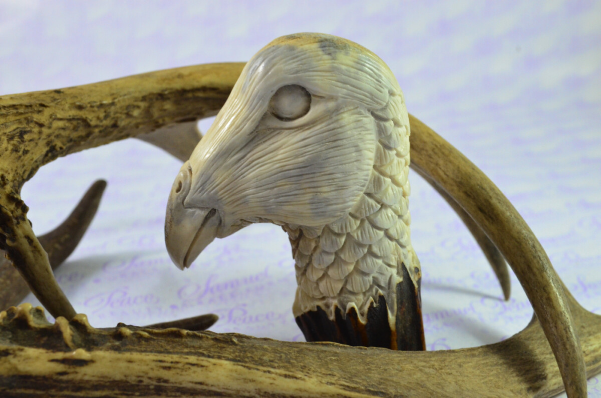 Pheasants Head Hand Carved Walking Stick Cane Top Handle Stag Antler Horn Made Sheffield England - Image 4