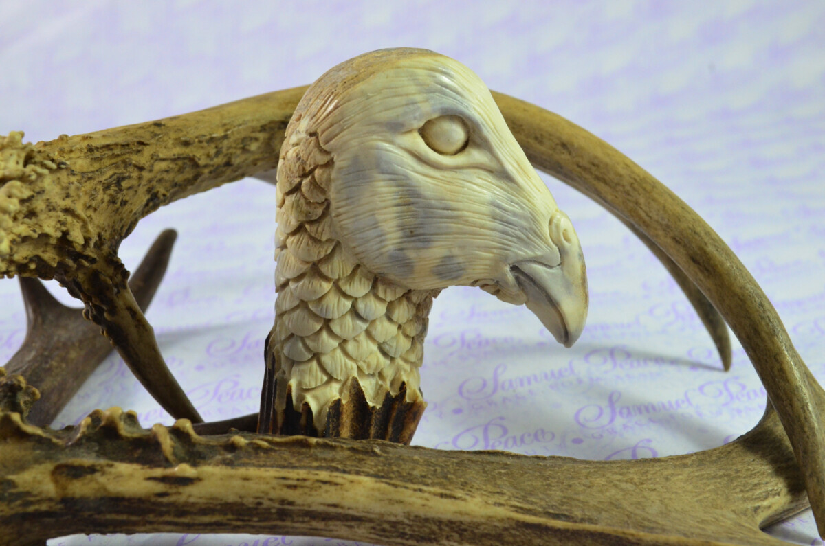 Pheasants Head Hand Carved Walking Stick Cane Top Handle Stag Antler Horn Made Sheffield England - Image 5
