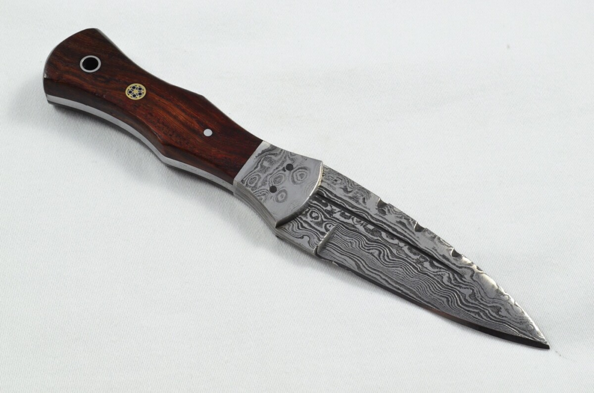 2025 Collection - Damascus Blade Rosewood & Handled Scottish Knife Sgian Dubh Dirk Leather Sheath Limited Edition 1 of 20 - Image 5