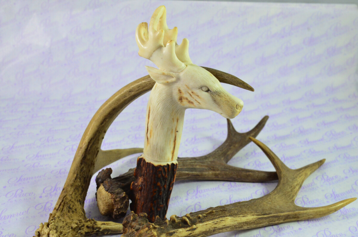 Stag/Deer Hand Carved Walking Stick Cane Top Handle Stag Antler Horn Made Sheffield England