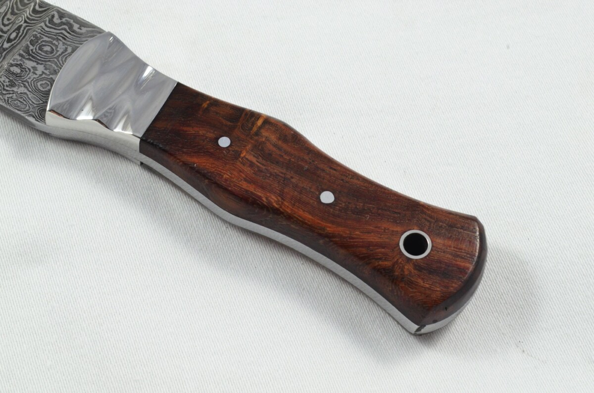 2025 Collection - Damascus Blade Rosewood & Polished Steel Bolster Handled Scottish Knife Sgian Dubh Dirk Leather Sheath Limited Edition 1 of 20 - Image 3
