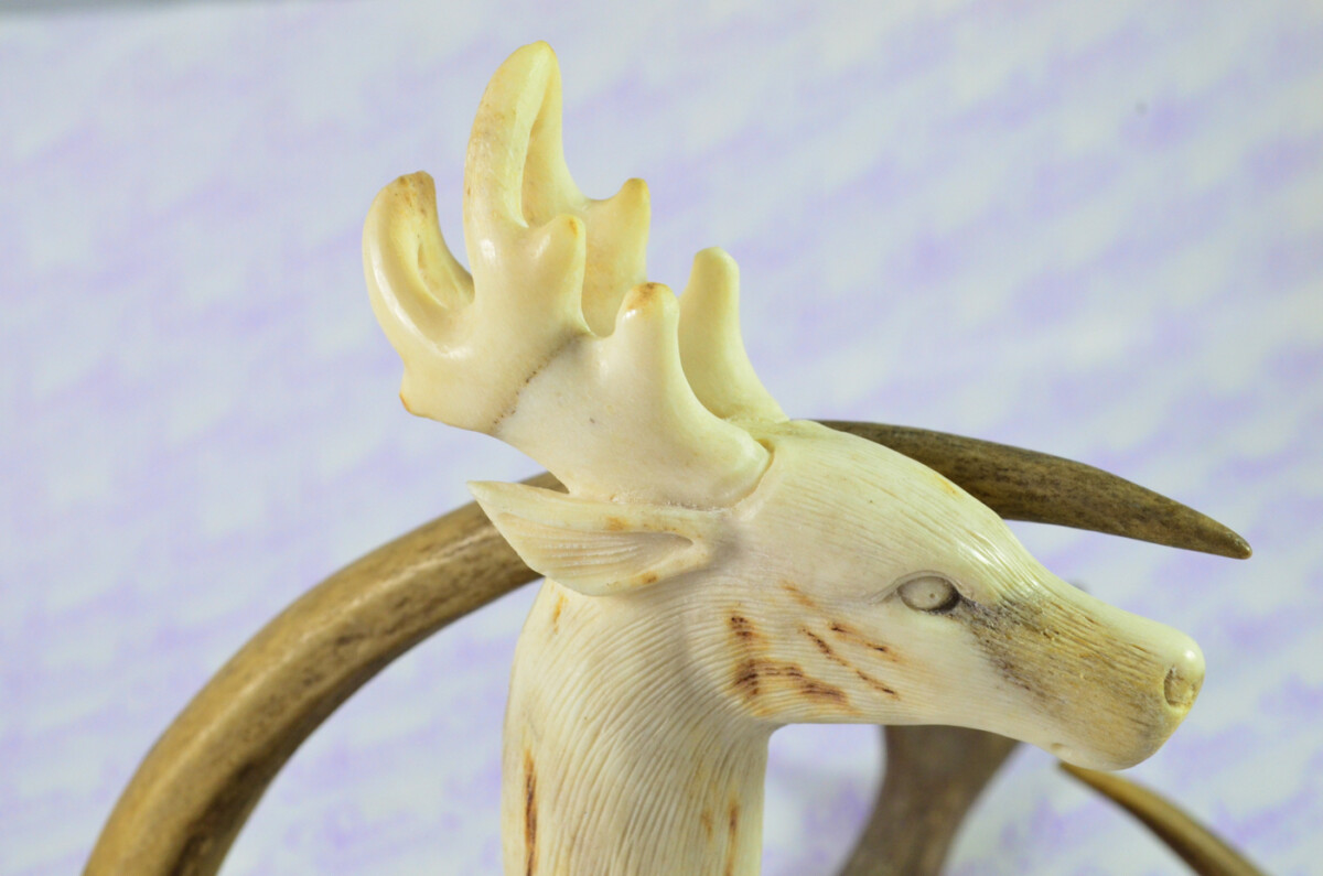 Stag/Deer Hand Carved Walking Stick Cane Top Handle Stag Antler Horn Made Sheffield England - Image 6