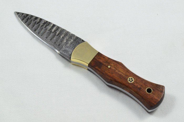 2025 Collection - Damascus Blade Rosewood & Brass Handled Scottish Knife Sgian Dubh Dirk Leather Sheath Limited Edition 1 of 20 - Image 2